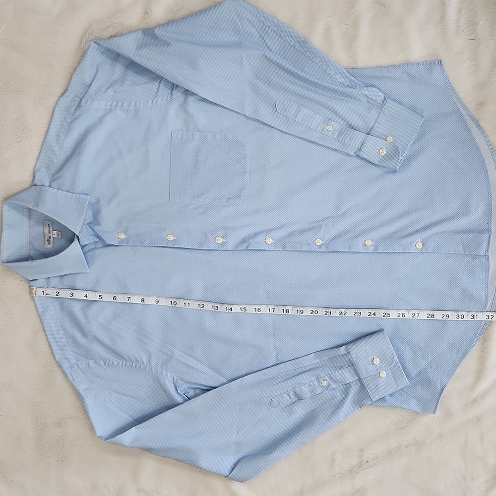 Peter Millar Blue & White Geometric Long-sleeve Button-down Shirt Size Large - Picture 6 of 6